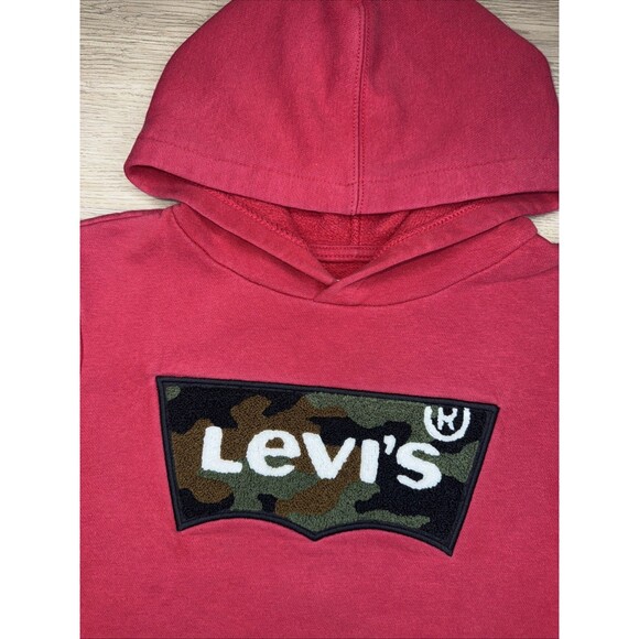 Levi's Kids Youth Medium 10/12 Pullover Hoodie Red Logo Sweatshirt Camouflage - Picture 4 of 8